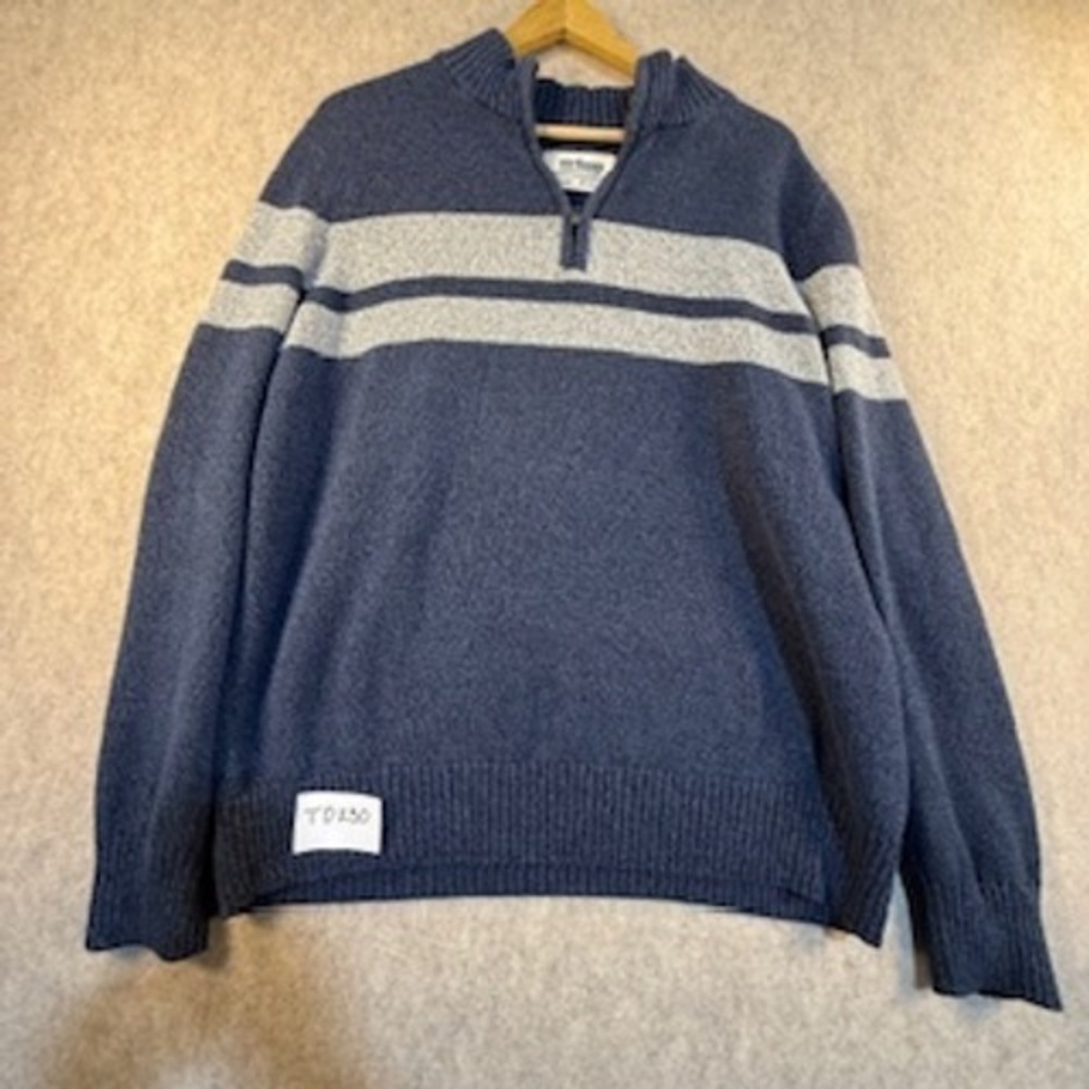 Urban Pipeline Mens XL Blue‎ Grey Striped Quarter Zip Knit Sweater Pullover